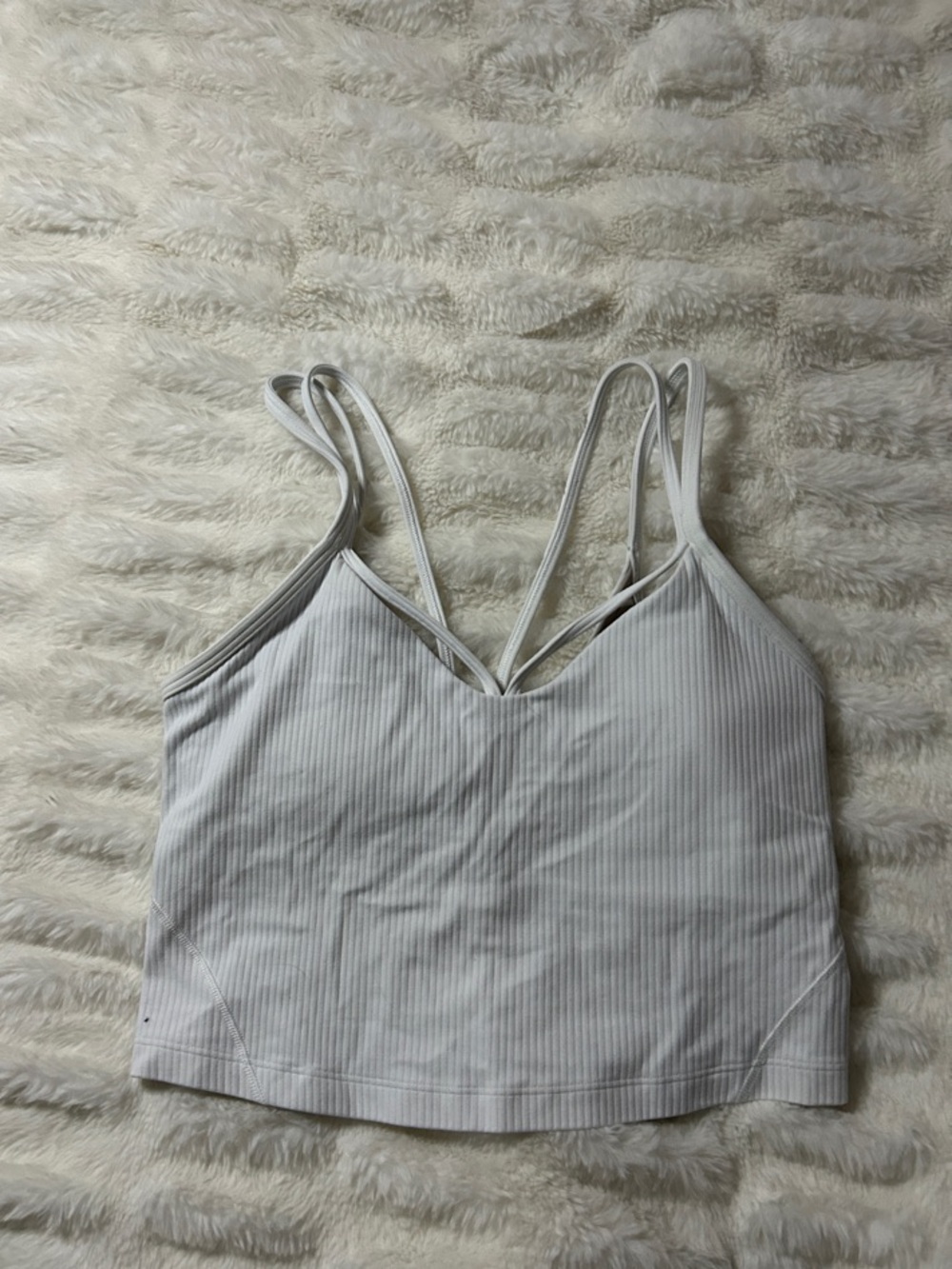 lululemon athletica White Ribbed Double-Strap Crop Cami